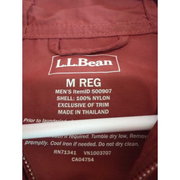 LL Bean windbreaker jacket Medium colorblock nylon pullover hooded Maroon & Tan - Picture 4 of 8